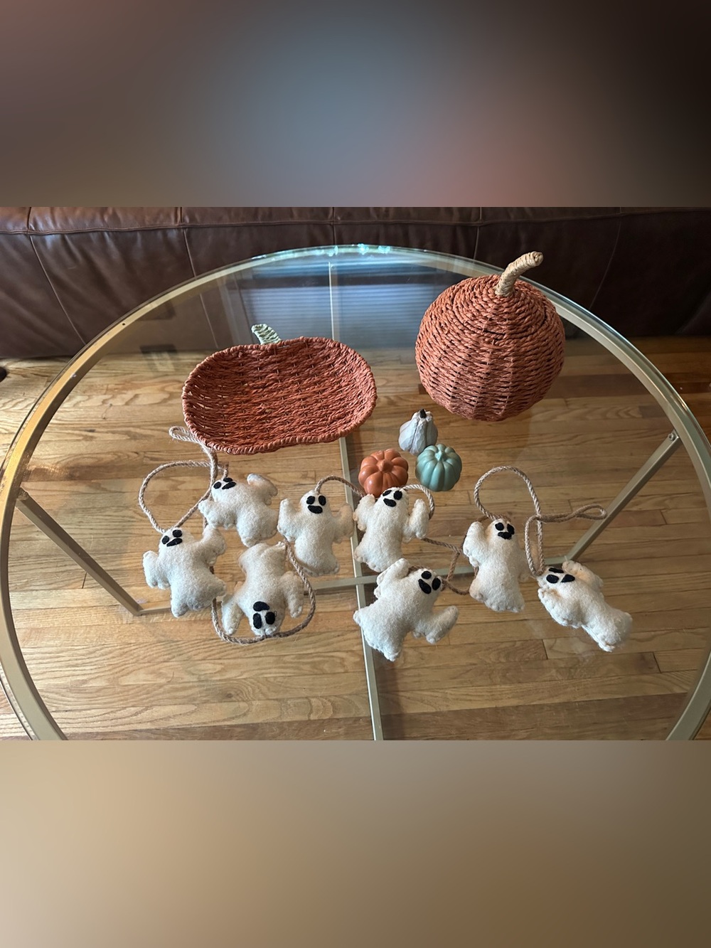 Fall Decor Bundle- Ghost Garland, Three Gourds, and Two Pumpkins Baskets